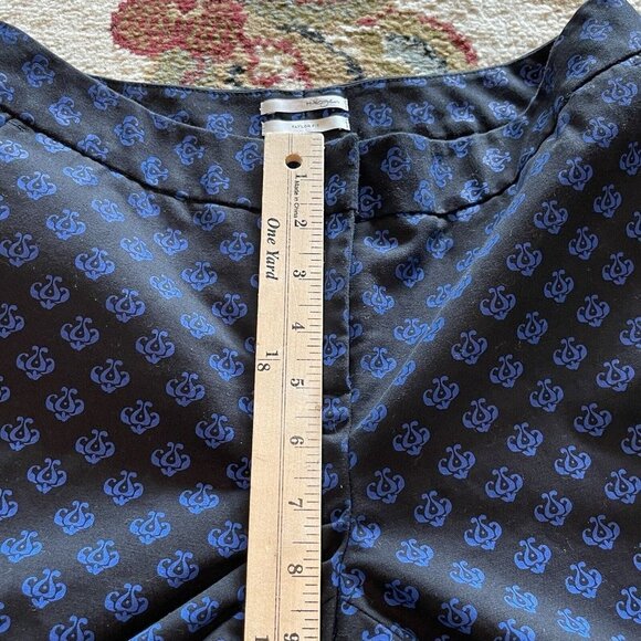 Halogen Dress Pants Taylor Fit Black Royal Blue Print Cropped Women's Size 2P - Picture 7 of 12